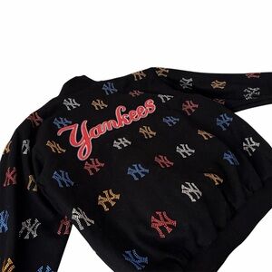 RARE Vintage New York Yankees Rhinestone Bedazzled Wool Bomber Jacket